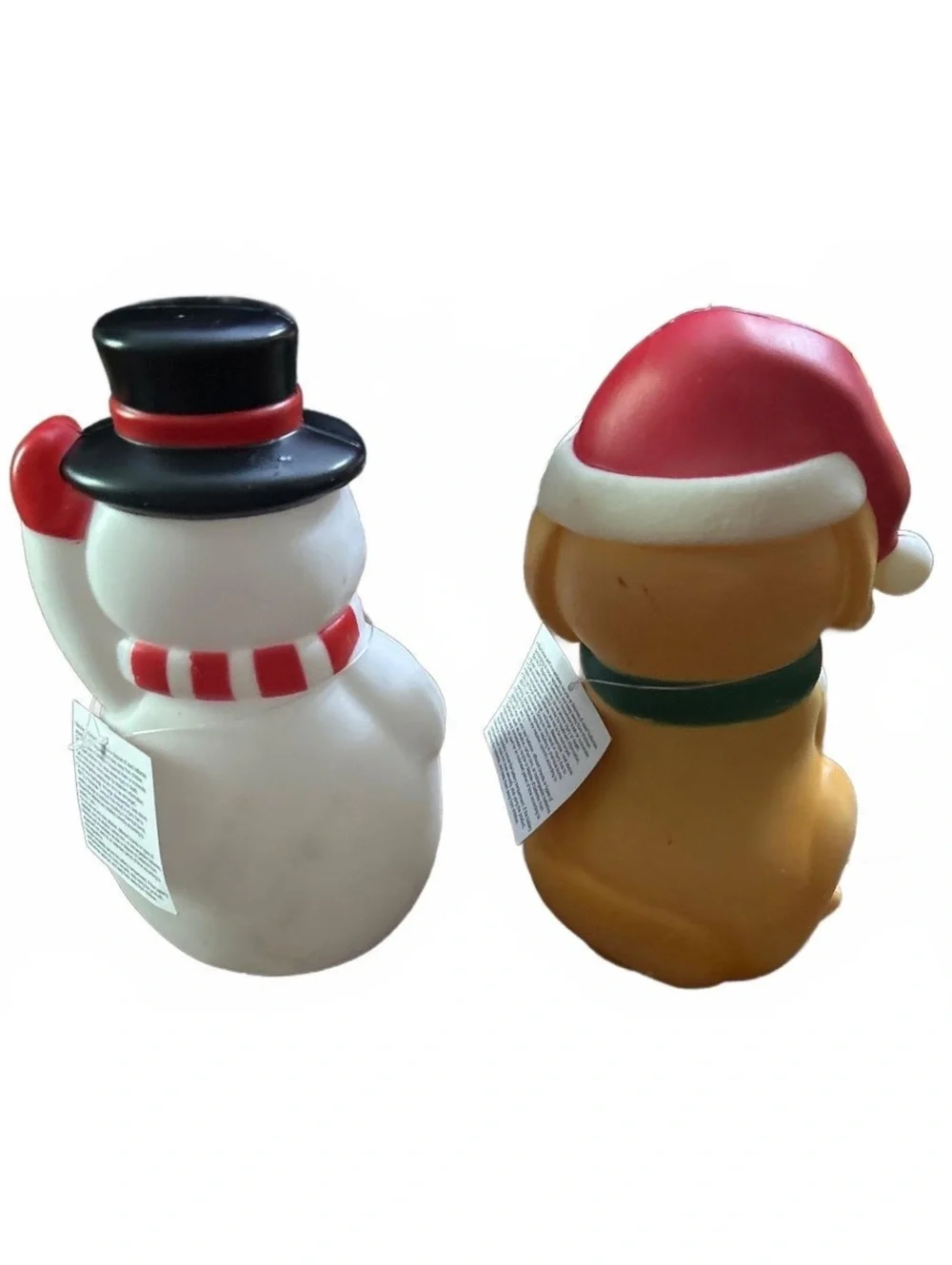Christmas Snowman and Dog Light-Up Decorations with Pull Cords